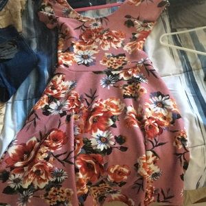 Pink with flowers dress mini